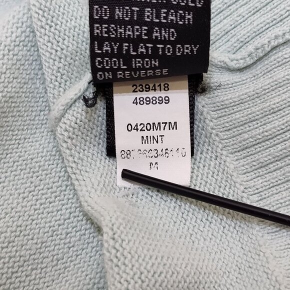 AB Studio Mint V-Neck Cardigan Medium 100% Cotton Lightweight Knit Style 0420M7M - Picture 6 of 9